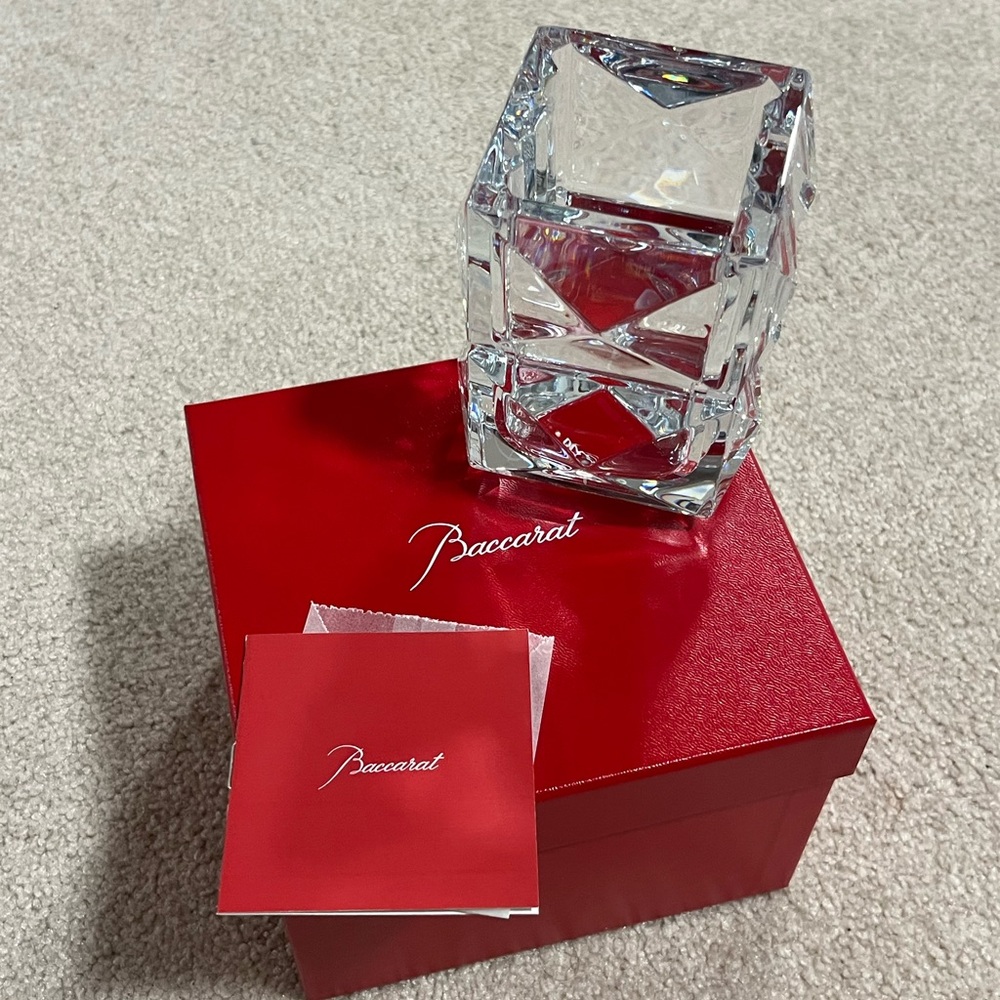Baccarat Crystal Vase / Pencil Holder Brand New in red box w authentic card